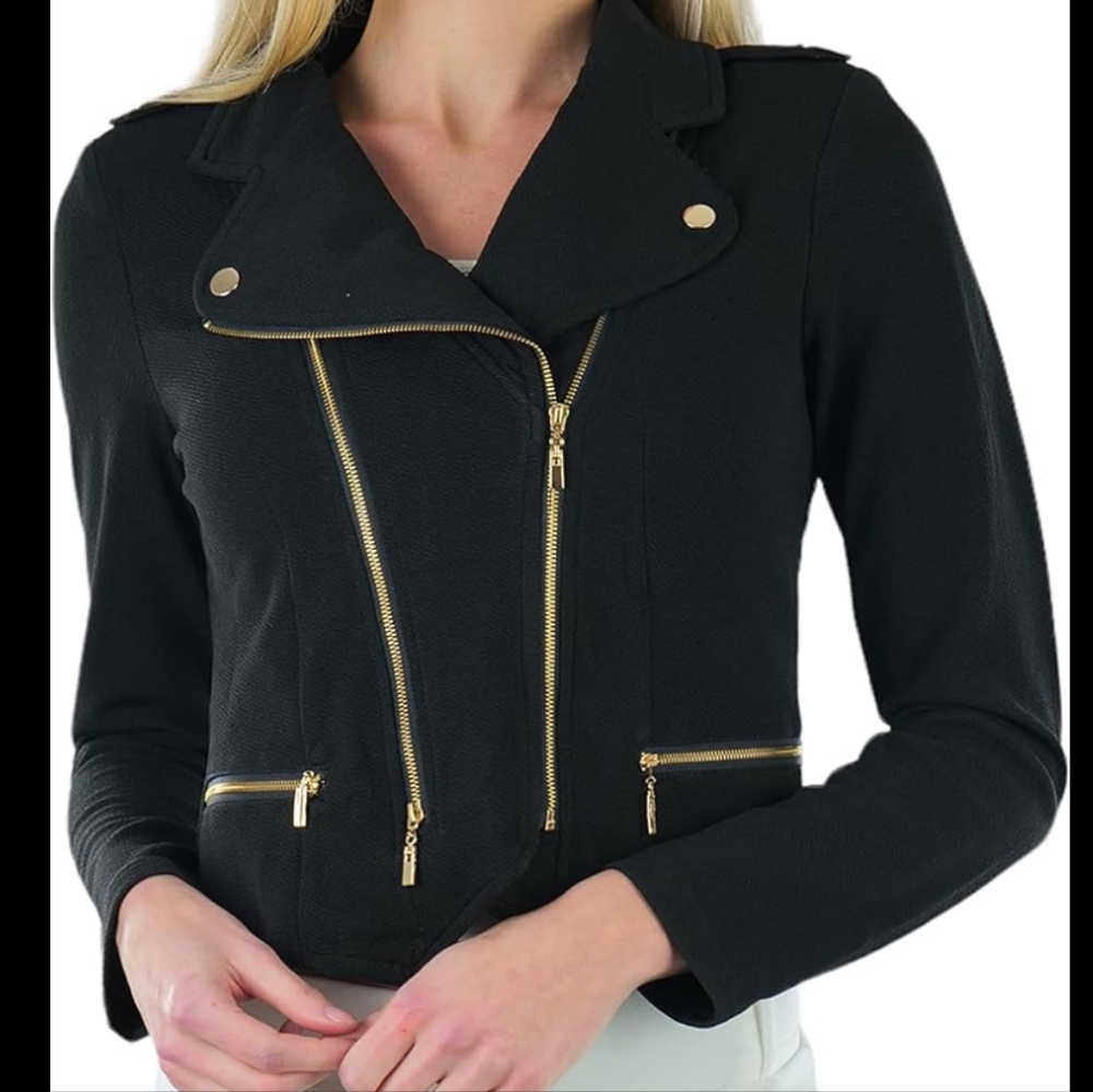 NWT Active Life Double Zip Black Moto Jacket Small